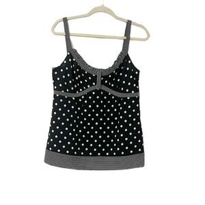 🟢Ann Taylor Loft Sleeveless Polka Dot Black White Camisole Tank Top Size 10